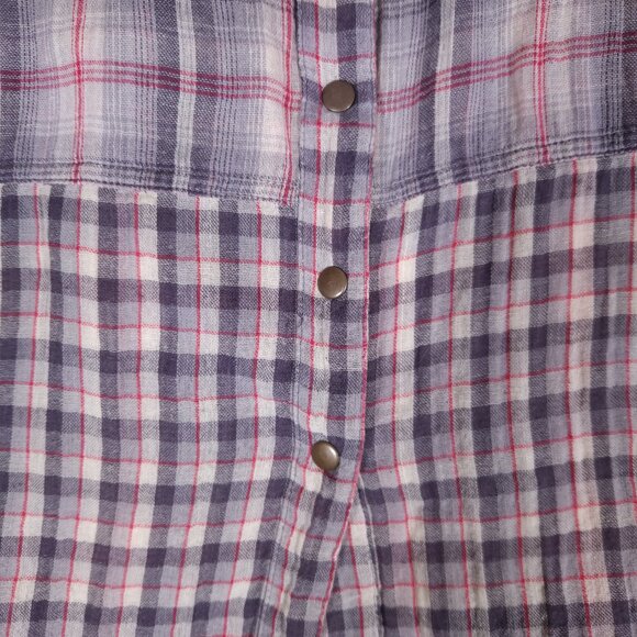 Sundance Beat Back Beauty Snap Shirt Womens XL Mixed Plaid Rayon Boho Western - Picture 11 of 16